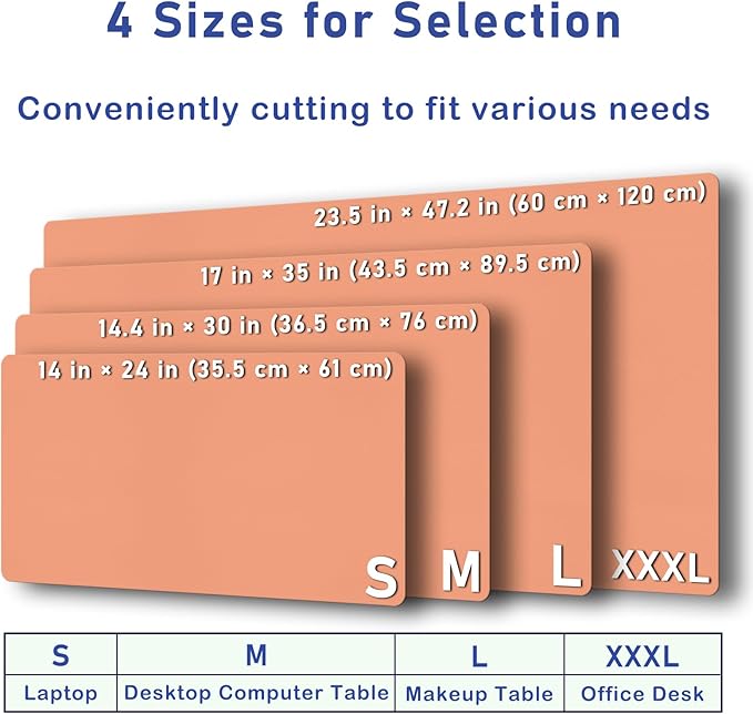 Boutilon Leather Desk Pad Protector,Non-Slip Mouse Pad,Laptop Desk Pad,Office Mouse Mat,Waterproof Leather Desk Blotter,Desk Writing Pad for Office and Home (XXL-Orange Pink,47.2"x 17")