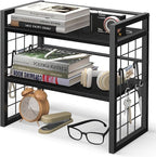 ELITEROO Desk Shelf Organizer, 2 Tier Desktop Bookshelf for Top of Desk Organization, Adjustable Wooden Storage Rack, Table Top Display Shelf for Home Office, Bedroom, Black