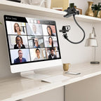 Khazylorr Webcam Stand, Webcam Mount Gooseneck Arm with Phone Holder Web Camera Stand Desk Mount Clip Clamp for Logitech Webcams C922 C930e C920S C920 C615 C960 C920x BRIO 4K NexiGo N60 and More