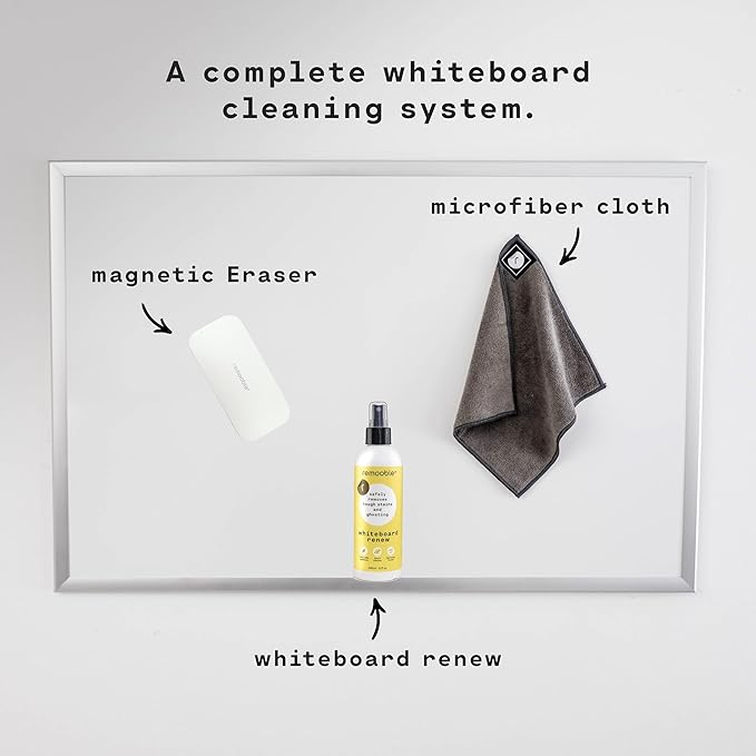Remooble Dry Erase Whiteboard Cleaner Spray - Safely Removes Tough Stains and Ghosting (12 Pack)