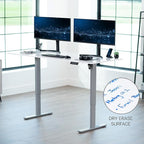VIVO Electric Dry Erase 71 x 30 in Standing Desk, Memory Height Adjustment, 1B Series, Holds 220 lbs, Whiteboard Top Gray Frame, DESK-KIT-1G7WE