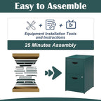 SteeLoong 2 Drawer File Cabinet with Lock,Green Metal Office Drawers Filing Cabinets for Home Office, Two Drawer Under Desk File Cabinet for Hanging Letter,Easy Assemble