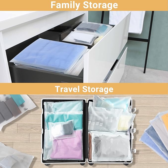 Svaldo Clothes Packaging Bags for Shipping, 100 Count 14x16 inch Frosted Zipper Plastic Bags for Clothing, Thick Plastic Apparel Bag for Packaging T-Shirt, Shirt, 3 Mil, with Vent Holes Storage Bag