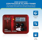 Sper Scientific Continuous Alarm Timer with Count Up Count Down & Visual Indicator 810045 - Bright LED Alarm & 9999-Minute Range - Portable Design for Cooking, Experiments, Fitness & More - 4 pc