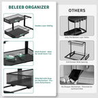Beleeb Under Sink Organizer, Extra-Wide Upgrade, 2-Pack of 2-Tier Metal Slide Out Cabinet Organizer, Height Adjustable Organization and Storage Series, Bathroom/Cabinet/Kitchen organization, Black