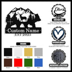 Custom Bear & Deer Metal Sign, Custom Bear Metal Wall Art Decor, Personalized Last Name Signs for Home, Rustic Farmhouse Black Wall Decor for Cabin, Bedroom, Living Room