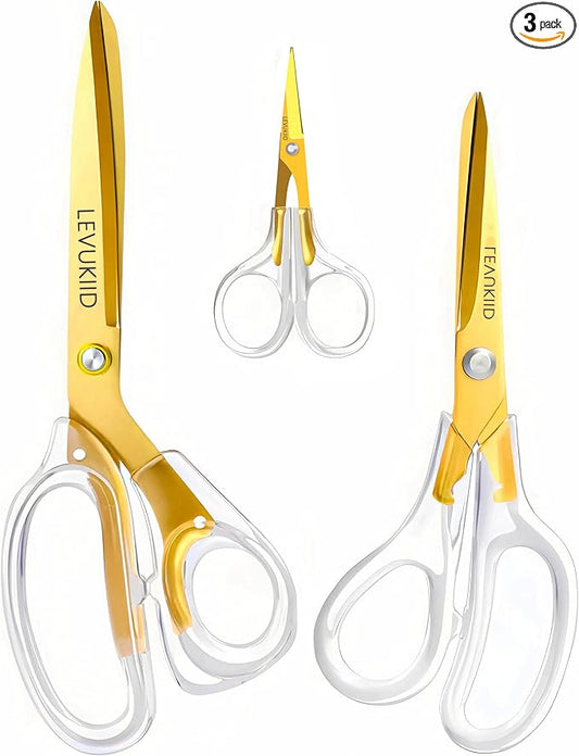 9 Inch All Purpose Scissors for Adults - Ins Style Clear Handle, 2Cr13 Stainless Steel Sharp Blade - Ideal for Fabric Crafts, Tailor's Shears - All-Purpose Fabric Scissors, Crafting & Office