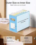 Oterri Cardboard File Organizer Box for Hanging File Folders Letter Size,File Box for Computer Desk,File Cabinet,Working Home,Office,Classroom (Blue,Letter Size - 2 Packs)