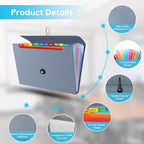 Accordion File Organizer, Expanding File Folder for Sorting Documents and Papers, 13 Pockets File Storage Organizer for Home, Travel and Office Use (Blue)