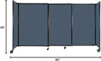 Versare Straightwall Sliding Portable Wall Partition | Freestanding Office Dividers | Locking Wheels | Temporary Room Separator | 7'2'' Wide x 4' Tall Ocean Fabric Panels