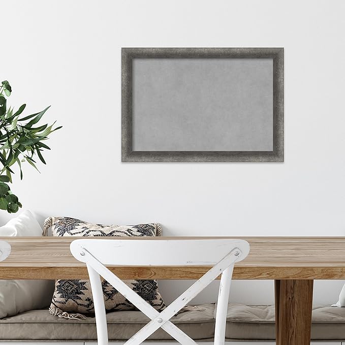 Amanti Art Grey Framed Magnetic Board 14x20 Small Vision Board for use with Magnets, 100% Metal Sheet to Display Items as Office Decor or for Home Organization in mudroom, Kitchen or Kids Room