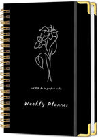 Undated Weekly Planner with Metal Corner Hardcover Notebook , A5 Size Journal with To Do List Planner, Habit Tracker,Weekly Goals for ADHD,Student, Office, Women, Men ,Gifts,6 x 8 inches，Spiral Bindding ,Black