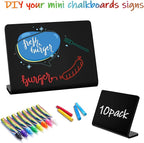 10 Pack Acrylic Mini Chalkboard Signs for Food, AITEE Black Mini Tabletop Chalkboard Signs, Small Buffet Chalkboards Signs for Weddings, Birthday Parties, Message Board Signs, Buffet,Bakery and Retail