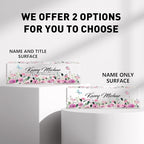 SalaGraphics Desk Name Plate Personalized, Custom for Desk, Office Decor Women Men, Acrylic Accessories, Gifts Coworkers Boss Teacher, Employee Appreciation (Flowers B) 8”(L)x2.5(W)