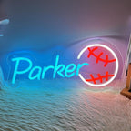 Custom Neon Name Sign Personalized with Football Baseball Soccer Basketball Pattern-Gift Sports Led Neon Lights for Wall Decor Man Cave Boys Girls Kids