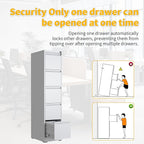 Reegangfa 5 Drawer File Cabinet with Lock, 18" D Metal Vertical Filing Cabinets, Steel File Storage Cabinets for Home Office, Hanging A4 Legal/Letter Size Narrow File Cabinet, Assembly Required