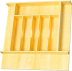 Evjocoh Silverware Drawer Organizer Wood with Adjustable Partition for Kitchen Utensil Cutlery Flatware Cabinet Storage Compartment Tray Insert with Dividers (19.2" W x 19.5" D x 2.5" H)