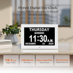 10.1'' Extra Large Digital Clock, 1280*800p HD Display, Dementia Clock For Seniors, Digital Clock With Date, Time, Day Of Week, 10 Reminders & 6 Alarms, Auto Dimming & DST, Remote Control, White