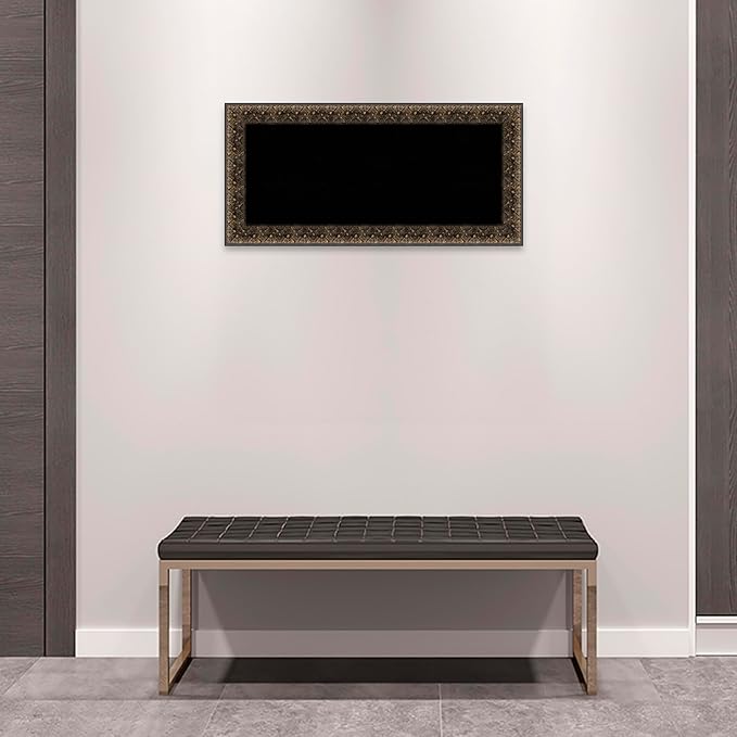 Amanti Art Black Cork Board for Wall, 17x35 Vision Board with Black Wood Frame, Medium Corkboard Office Decor for Home Organization, Traditional Corkboard Pinboard to Display Items for Home