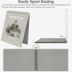 Fuxi Toned Grey Sketch Pad, 9x12 Spiral Sketchbook, 60 Sheets (85lb/130gsm) Art Paper, Artist Paper for Drawing with Pencil, Charcoal for Artists & Students, Art Class.