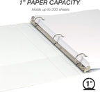 Samsill Durable 1 Inch Binder, Made in The USA, Round Ring Customizable Clear View Binder, White, 4 Pack (MP48437)