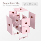 Kubohogar 2 Drawer File Cabinet with Lock,Pink Metal Filing Cabinets,Vertical Locking File Cabinet Fit Hanging Files, Letter,File Box and A4 Documents(Pink)
