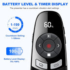 [Timer LCD Display] Rechargeable Presentation Clicker Wireless Presenter Remote w Laser Pointer Long Range Power Point Clicker Slide Clicker for Office Classroom Teacher