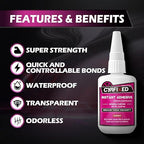 Medium-Thick Super Glue for Wood Plastic Ceramic, 56.8 Gram (2oz) All Purpose Clear Cyanoacrylate Adhesive, Heavy Duty CA Glue for 3D Printing PLA Model Shoe Aquarium Leather Glass Rubber Craft