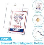 25-Pack Sleeved Card Magnetic Holders - 100pt Magnetic Card Case, Fits Sleeved Card First, One Touch Card Holder, Inner Size 2.63″×3.70″, Clear Hard Case for Trading Cards, Sports Card, Games Cards
