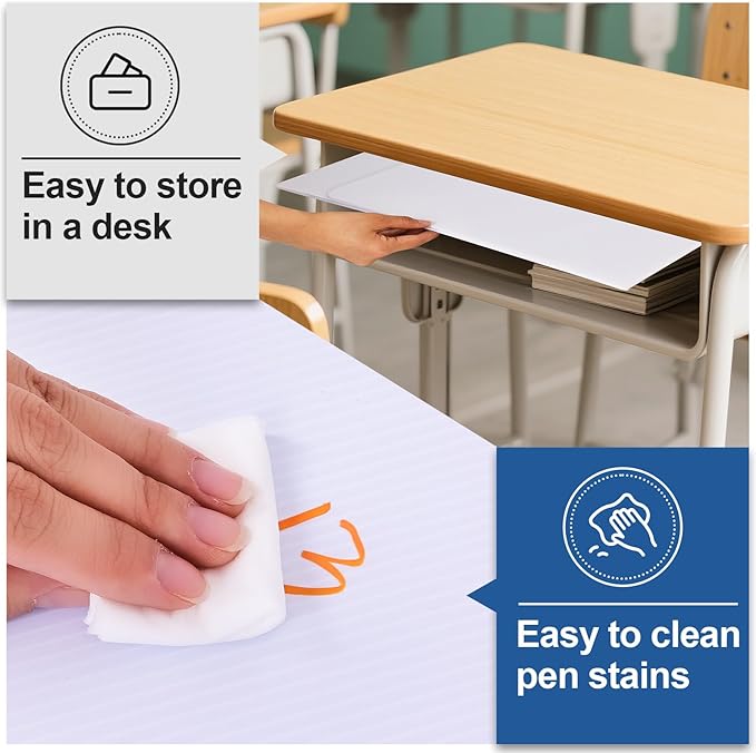 ZYINOZOC 24 Pack Desk Dividers for Students,3-Fold Privacy Screens,Testing Dividers for Classroom Waterproof,Plastic Easy Clean Privacy Shields for Student Includes Extra Labels