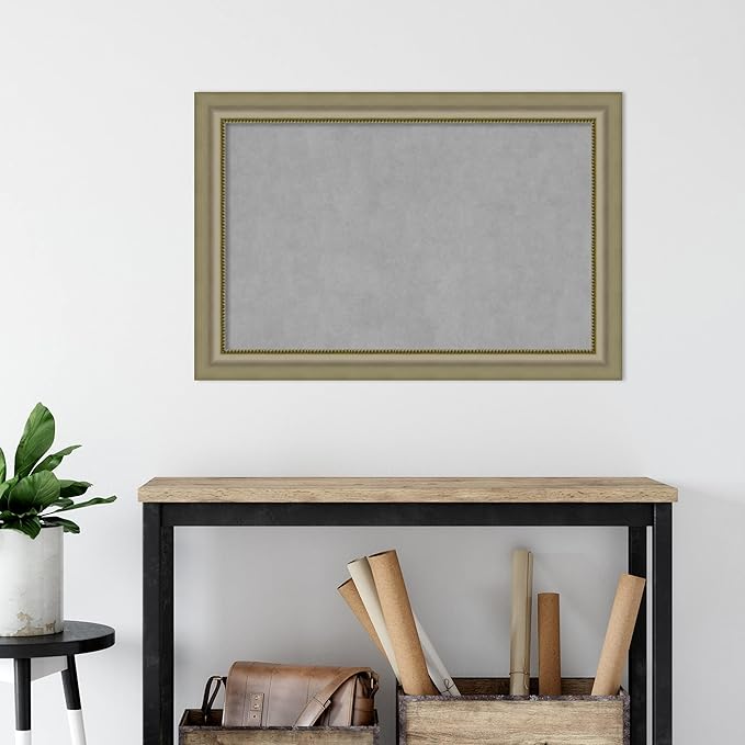 Amanti Art Silver Framed Magnetic Board 25x37 Large Vision Board for use with Magnets, 100% Metal Sheet to Display Items as Office Decor or for Home Organization in mudroom, Kitchen or Kids Room