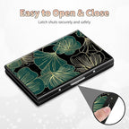 BWEGRHE Slim Credit Card Holder, Art Leaf RFID Blocking Metal Wallet for Men & Women, Aluminum Minimalist Hard Case Pocket-Sized Business Cards Organizer (Fits Up to 10 Cards)