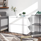 FLIXELIO File Cabinets 2 Drawer,Metal Office Storage Filing Cabinet with Lock,White Lateral Filing Cabinet for Home Office,Horizontal Two Drawer File Cabinet for Legal/Letter/A4,Assembly Require,White