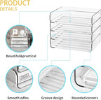 FANXIYQ 4-Tier Acrylic Paper Tray Organizer - Low-Profile Desk File Sorter for Office/Home, Clear Stackable Letter Tray for Bills, Crafts, Notebooks