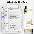 2-Pack Magnetic Chore Chart for Kids, ADHD Task Tracker Easy-Check Routine Dry Erase Board, to-Do List Planning Tool with Stand for Fridge/Desk/Home/School, 6 Reusable Sheets, 4 Markers White