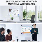 Monthly Calendar Whiteboard and Cork Board Combo for Wall, 17"x13" Reversible Hanging Dry Erase Board, Double Sided White Board with Aluminum Frame for Planning, Office, Kitchen, School, Home