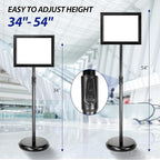 SENZHIYI Adjustable Poster Sign Stand Holder Heavy Duty Snap Open Aluminum Pedestal Floor Standing Sign Holder Vertical and Horizontal View Sign Displayed (Black, 11X17inches)