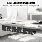 2 Pack Under Desk Cable Management Tray, 16.5" L x 4.7" W x 4.3" H, Wire Organizer for Power Strip, Tape Mount or Screw Mount, Easy Install Cord Raceway for Desk & Home