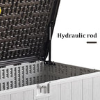 PATIOEASY 110GAL Deck Box - Grey，Wheeled Footlocker，Waterproof Resin Storage Bin for Patio Cushions