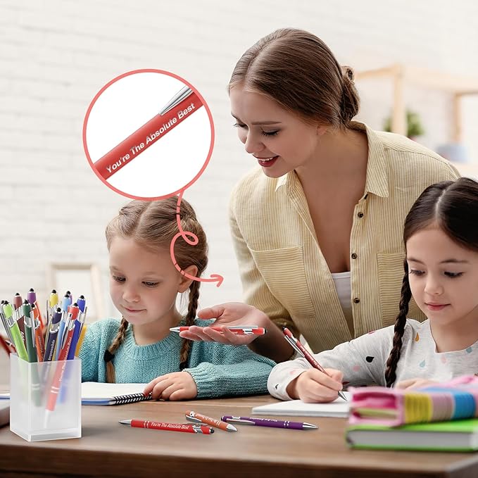 36 Pcs Motivational Pens Bulk, Inspirational Ink Pens with Stylus Tips, Positive Sayings Ballpoint Pen for Writing, Thank You Gifts for Men Women School Office, Black Ink