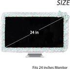 Kingshion 24-inch Cute Lace Fabric Monitor Cover with Elastic Pen Pocket & Bow-knot Design, Dust Protector for Computer/TV/LCD Screens- Green