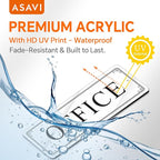 ASAVI “OFFICE” Acrylic Door Sign – Waterproof & Fade-Resistant Office Label with Strong Adhesive + Pre-Drilled Holes (8.7"x3") | Ideal for Doors and Walls in Offices, Lobbies, and Workspaces (White)