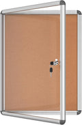 Mifuro 26"x20" Enclosed Bulletin Board, Lockable Weather-Resistant Aluminum Cork Noticeboard for School & Office, Silver Frame w/Cork