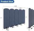 Natwind 5 Panel 122.8 x 71 in Office Room Privacy Protect Space Divider Portable Partition,Wall Folding Cubicle Indoor Freestanding Acoustic Partition Temporary for Office Room, Navy Blue