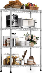 M MZG 1000 lbs Storage Shelving 4-Tier Utility Shelving Unit Steel Organizer Wire Rack for Home,Kitchen,Office,Chrome (13.7" D x 23.6" W x 53.4" H)