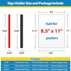 Magnetic Sign Holder 8.5 x 11 Wall Sign Holder 5Pack, Rigid Plastic Door Sign Holder Magnetic Frame with Magnetic Tapes and Adhesive Tapes, Adhesive Display Frame for Fridge Window Wall Display