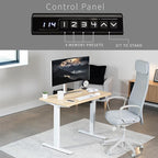 VIVO Electric 43 x 24 in Standing Desk, Memory Height Adjustment, 1B Series, Holds 220 lbs, Light Wood Top, White Frame, DESK-1W4C
