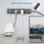 Surge Protector Power Strip 15 ft Cord-5 Widely Spaced Outlets 3 USB Ports(1 USB C Port),Power Strip Long Cord(1250W/10A),Power Strips with Surge Protection, Wall Mount for Home Office,Black(2 Pack)