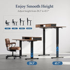 Klicelor 55 Inch Electric Standing Desk with Drawers, Adjustable Height Small Sit Stand Desk for Home Office, Compact Computer Workstation with Storage– Rustic Brown