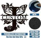 Personalized Custom Letter Name metal Signs,Custom Black Letter Monogram Wall Art Decor,Metal Signs Plaques Outdoor wall Decorative Signage (J)